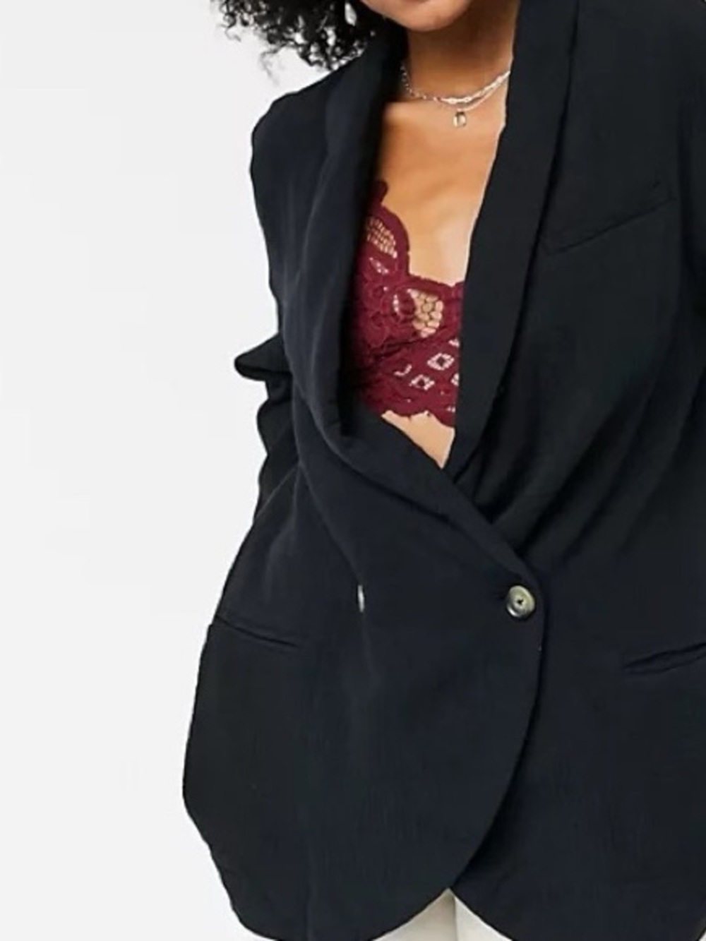Free People ROWAN cotton black gauze blazer in size L